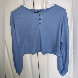 Blue Button Down Crop Top Size S
